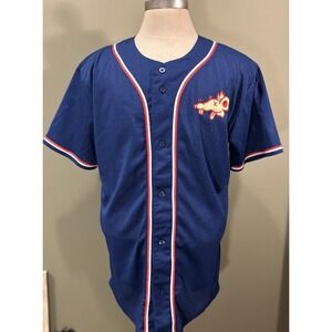 Theo Von "Gang Gang" Baseball Jersey Mens Sz XL Blue Rat Tour Influencer